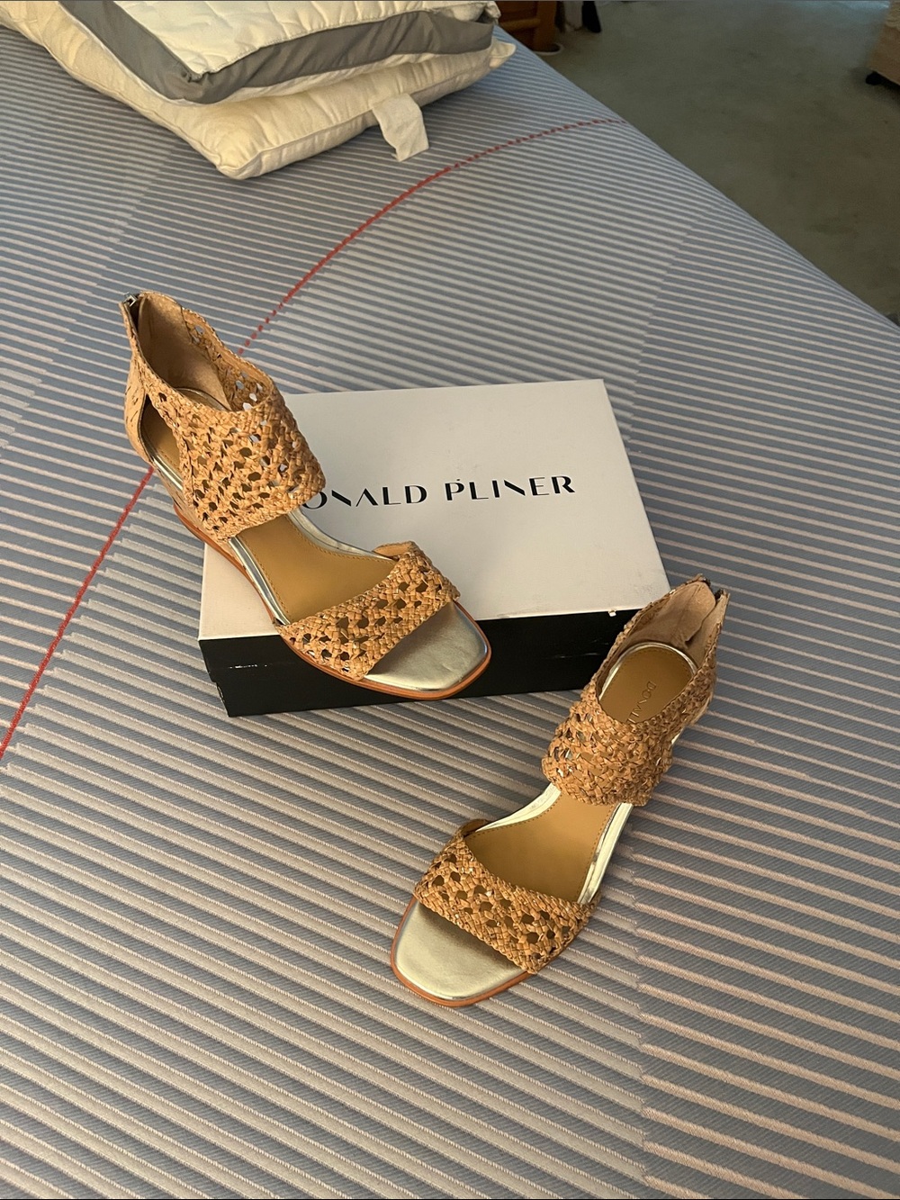 Donald J. Pliner Tan Woven Open-Toe Heel Sandals